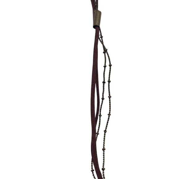 Target Brown Chains Feather Beads Southwestern Boho Necklace 28” Long Layered - Picture 9 of 10